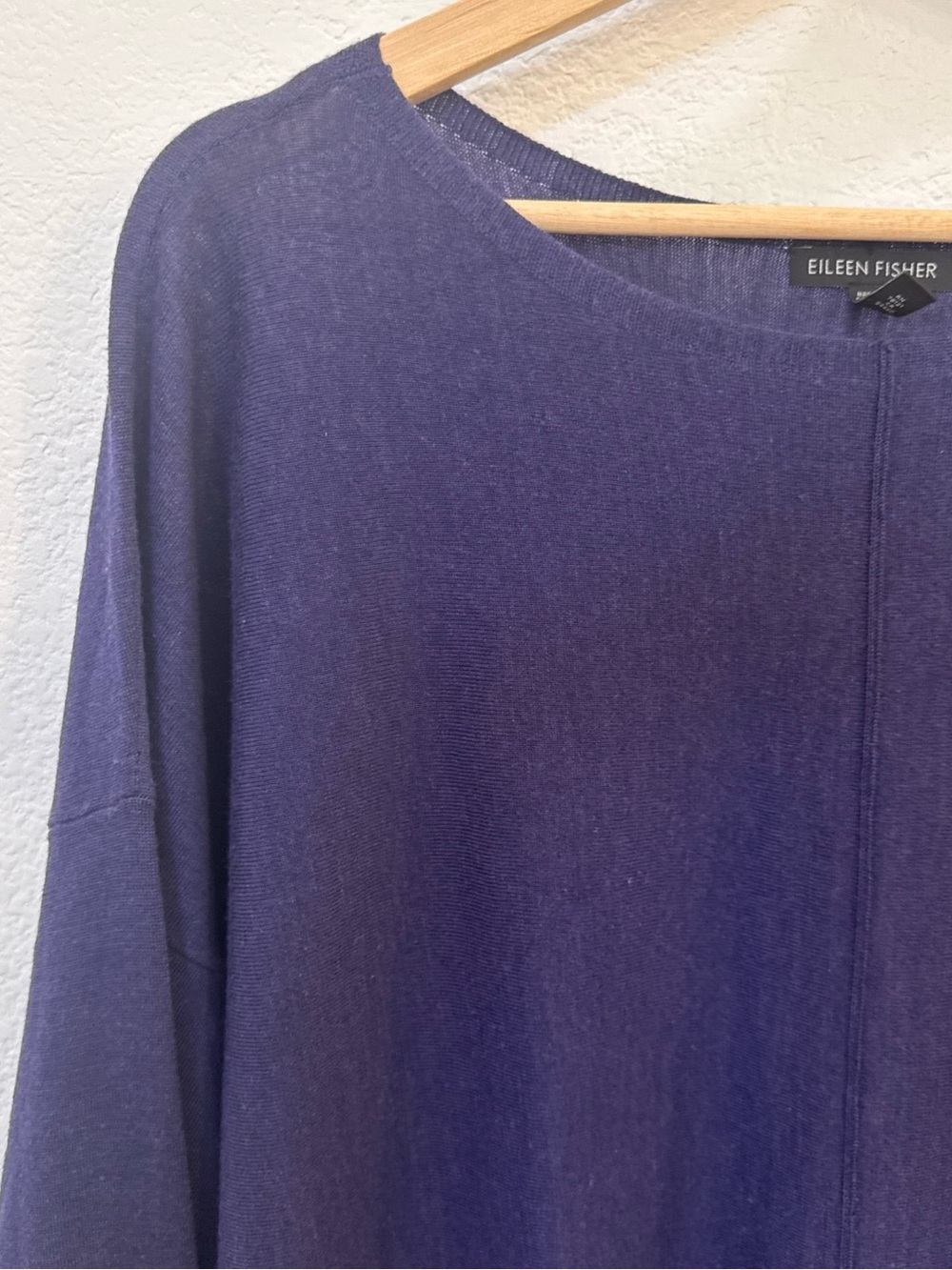 Eileen Fisher Deep Violet Relaxed Knit Top 100% Wool